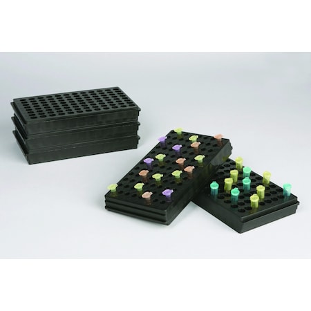 Bel-Art Microcentrifuge Tube Rack, Reversible, Black, 96-well F18845-0011
