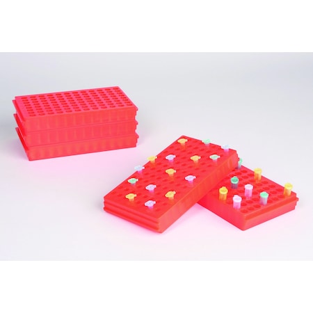 Bel-Art Microcentrifuge Tube Rack, Reversible, Orange, 96-well F18845-0026