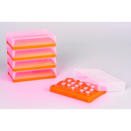 Bel-Art PCR Rack for 0.2 mL Thin-walled PCR Tubes, Fluorescent Orange,  F18902-0006