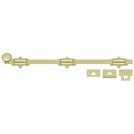 Deltana Surface Bolt, Heavy Duty Unlacquered Bright Brass 18" 18SB3-UNL