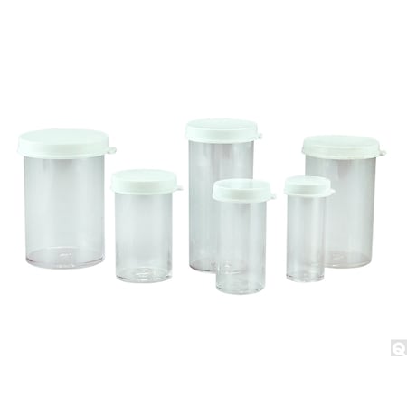 Qorpak Clr PS Snap Cap Vial, White PE Linerless Snap Cap Attached, 12, PK530 273262