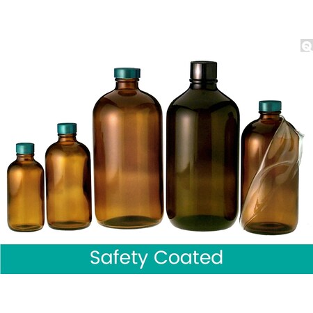 Qorpak Safety Coated Amb Boston Round, 20-400 Green Thermoset F217/PTFE GLC-09402