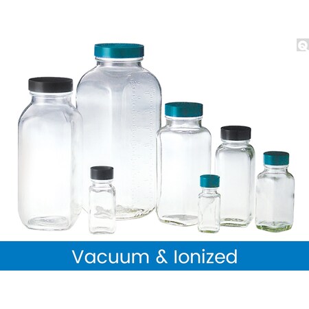 Qorpak Clr French Square, 24-400 Phenolic PolyCone Lined Cap attached, GLC-01267