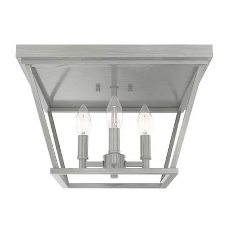Hunter Flush Mount Light, Brushed Nickel, 120 V 19076