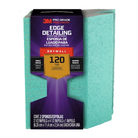 3M Sanding Sponge, Fine, 4 1/2"L, 2 1/2"W, PK2 30904FPSA-2PK