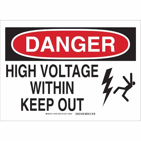 Brady Danger Sign, 10 in Height, 14 in Width, Aluminum, Rectangle, English 19938