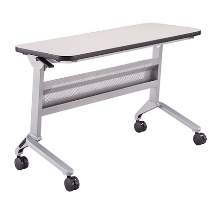 Safco Rectangle Flip-N-Go 18 x 48" Rectangular Training, 48 W, 18 L, 29 H, Laminate Top Top, Folkstone LF1848TSLVFLK4