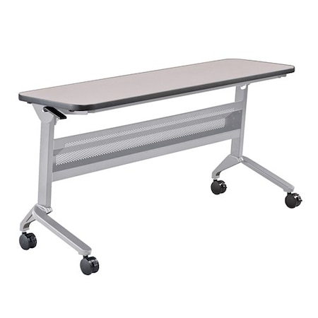 Safco Rectangle Flip-N-Go 18 x 60" Rectangular Training, 60 W, 18 L, 29 H, Laminate Top Top, Folkstone LF1860TSLVFLK4
