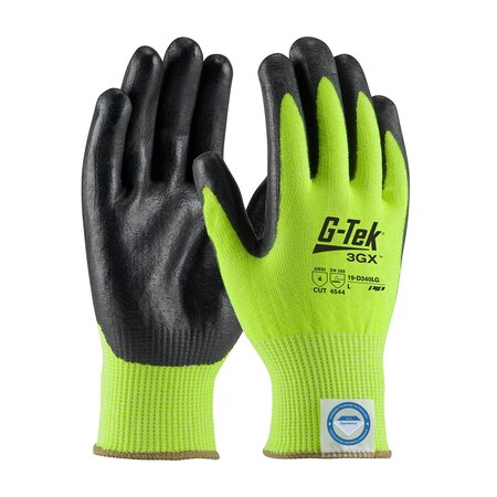 Pip Hi-Vis Cut Resistant Coated Gloves, A4 Cut Level, Black/Yellow, L 19-D340LG/L