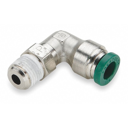 Parker Nickel Plated C37700 Brass Swivel Elbow, Push-to-Connect x MNPTF, 1 PK W169PLP-4-4