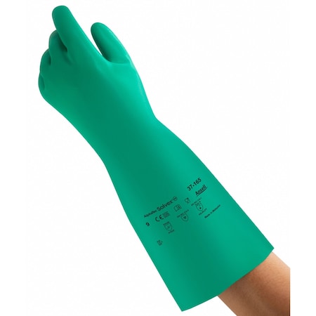 Ansell AlphaTec(R) Solvex Chemical Resistant Gloves, Nitrile, 15 in L, 22 mil, Green, 11, 1 PR 37-165