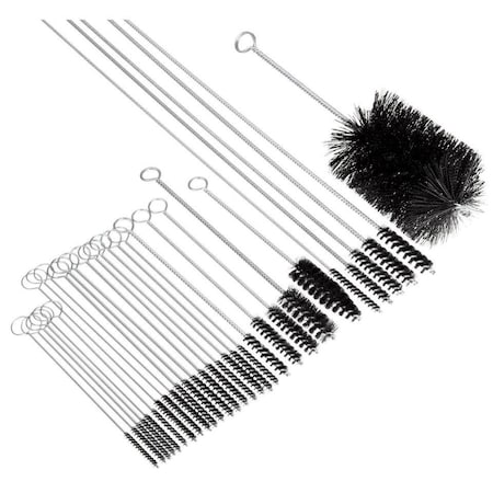 Brush Research 1EK- 29 Piece Nylon Twisted Wire Oil Line/Gallery Tube Brush Kit With Ring Handles 1EK