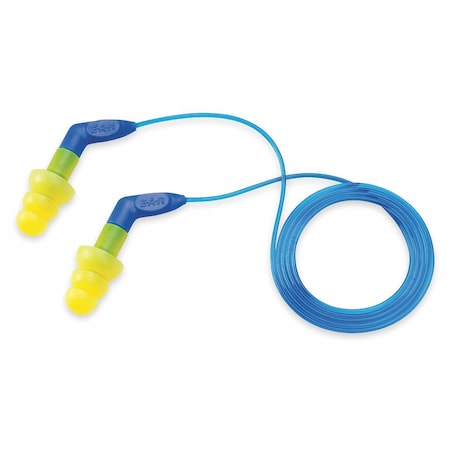 3M E-A-R UltraFit Reusable Corded Ear Plugs, Flanged Shape, NRR 27 dB, Blue/Yellow, 100PK 340-8002
