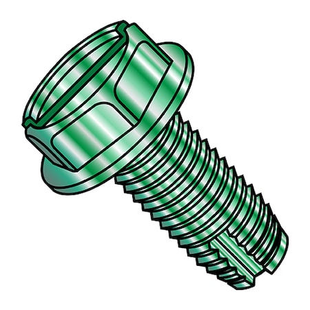 Zoro Select Thread Cutting Screw, #10-32 x 3/8 in, Zinc Plated Steel Hex Head Slotted Drive, 8000 PK 11061SWG