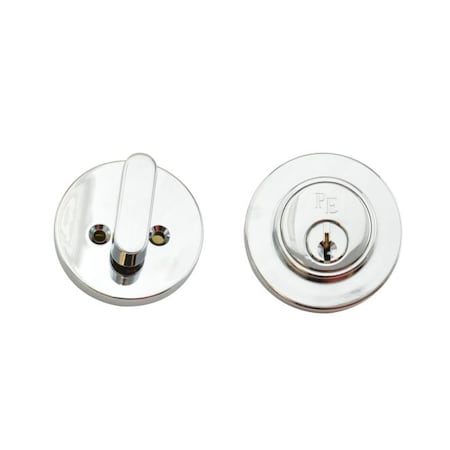 Weslock Round SGL CYL DBolt ADJ Latch Round Corner Full Lip stk Bright Chrome 00571-6-6FR22