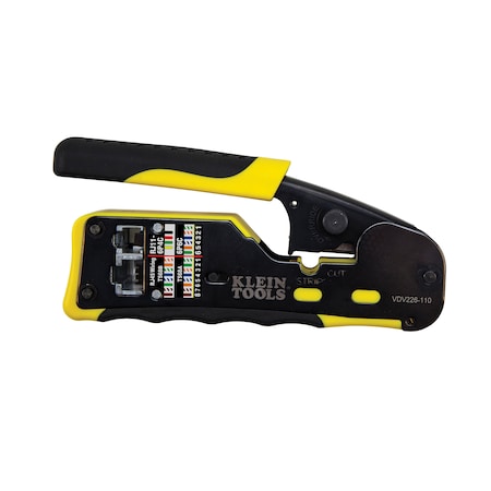 KLEIN TOOLS Ratcheting Cable Crimper / Stripper / Cutter, for Pass-Thru™ VDV226-110