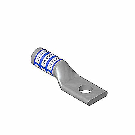 Abb One-Hole Compression Lug, #6 AWG Max, 1/4 in Stud, Long Barrel, Aluminum, Gray 60107-TB