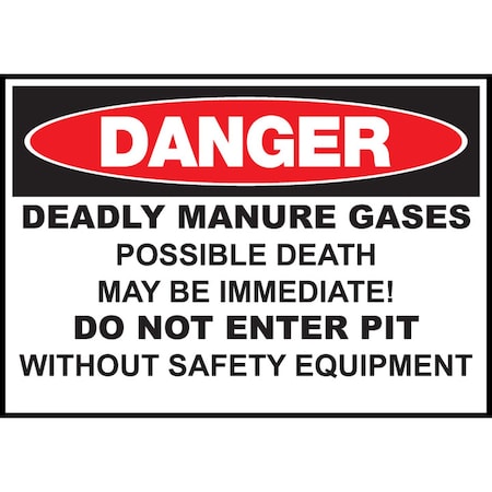 Zing Sign, Danger Deadly Manure Gases, 10x14, PL 20006A