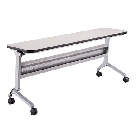 Safco Rectangle Flip-N-Go 18 x 72" Rectangular Training, 72 W, 18 L, 29 H, Laminate Top Top, Folkstone LF1872TSLVFLK4