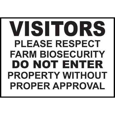 Zing Sign, Visitors, Farm Biosecurity, 10x14", AL 20019A
