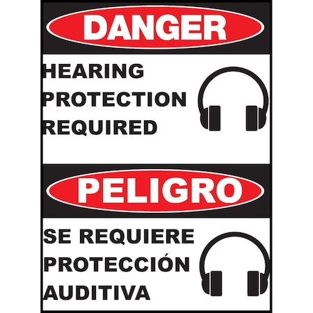 Zing Sign, Bilingual, Danger Hearing, 14x10", PL 20020