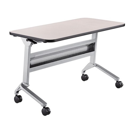 Safco Rectangle Flip-N-Go 24 x 48" Rectangular Training, 48 W, 24 L, 29 H, Laminate Top Top, Folkstone LF2448TSLVFLK4