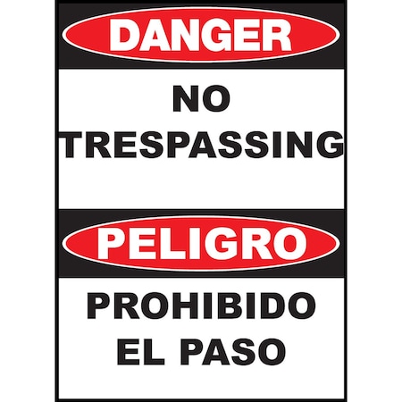Zing Sign, Bilingual, Danger No Trespassing, PL 20029