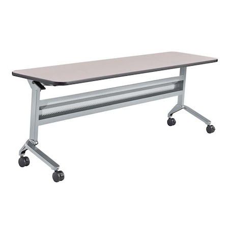 Safco Rectangle Flip-N-Go 24 x 72" Rectangular Training, 72 W, 24 L, 29 H, Laminate Top Top, Folkstone LF2472TSLVFLK4