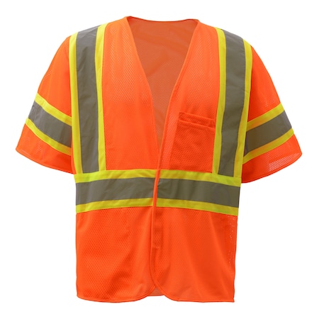Gss Safety Hi-Vis Two Tone Short Sleeve Shirt, 100% Polyester Birdseye, Lime, M 5111-MD