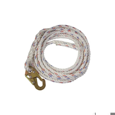 Guardian Fall Protection 50 Foot Polydac Rope with Snap Hook End - 11331