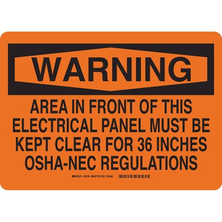 Brady Warning Sign, 10 in Height, 14 in Width, Vinyl, Rectangle, English 20185