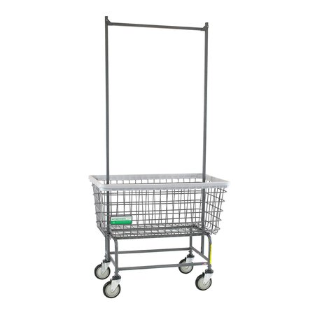 R&B WIRE PRODUCTS Antimicrobial Wire Utility Cart with Double Pole Rack, 6 Bushel 201H56/ANTI
