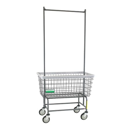 R&B Wire Products Antimicrobial Wire Utility Cart with Double Pole Rack, 6 Bushel 201H56/ANTI