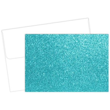 Great Papers Note Card and Envelopes, Teal Glit, PK15 2020025
