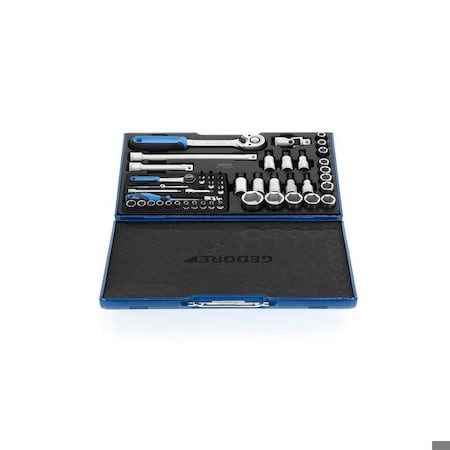 Gedore Socket Set, 1/4", 1/2", 50 pcs., 4-30mm, 6157490 19 V20U-10