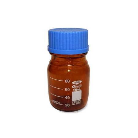 Vee Gee Glass Media Bottle, Amber, 100 mL, PK10 20275-100