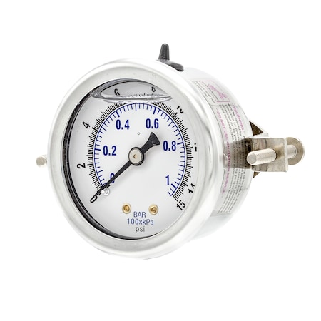 Pic Gauges 2 in Dial, 1/4 in NPT Male Center Back Location, Stainless Steel Case Material 203L-204B