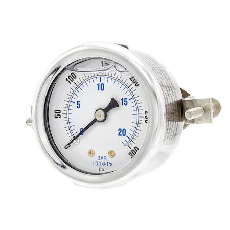 Pic Gauges 2 in Dial, 1/4 in NPT Male Center Back Location, Stainless Steel Case Material 203L-204H