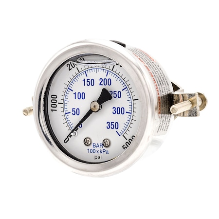 Pic Gauges 2 in Dial, 1/4 in NPT Male Center Back Location, Stainless Steel Case Material 203L-204R