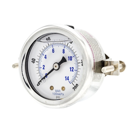 Pic Gauges 2 in Dial, 1/8 in NPT Male Center Back Location, Stainless Steel Case Material 203L-208G
