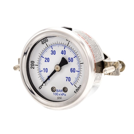 Pic Gauges 2 in Dial, 1/8 in NPT Male Center Back Location, Stainless Steel Case Material 203L-208M