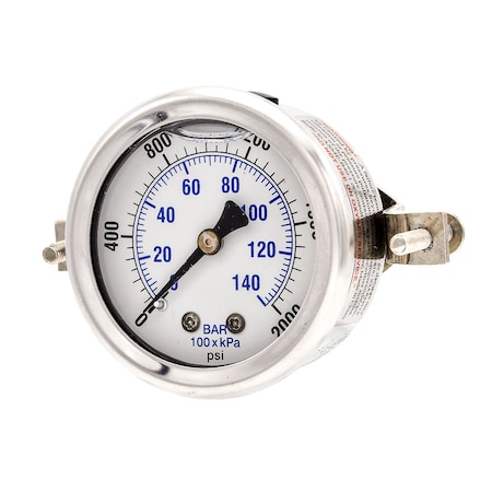 Pic Gauges 2 in Dial, 1/8 in NPT Male Center Back Location, Stainless Steel Case Material 203L-208O