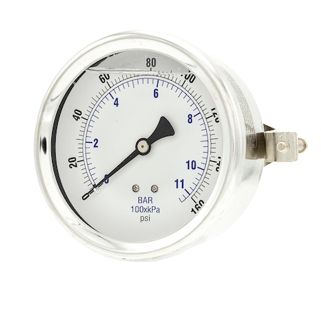 Pic Gauges 4 in Dial, 1/4 in NPT Male Center Back Location, Stainless Steel Case Material 203L-404F
