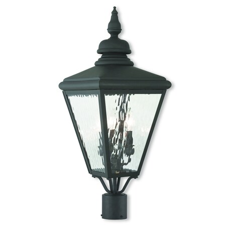 Livex Lighting Cambridge 3 Light Black Outdoor Post Top Lantern 20433-04