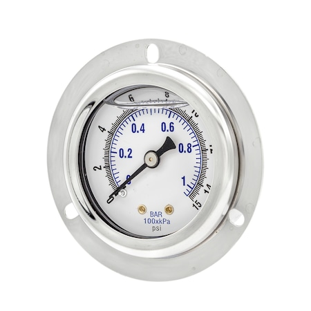 Pic Gauges 2 in Dial, 1/4 in NPT Male Center Back Location, Stainless Steel Case Material 204L-204B