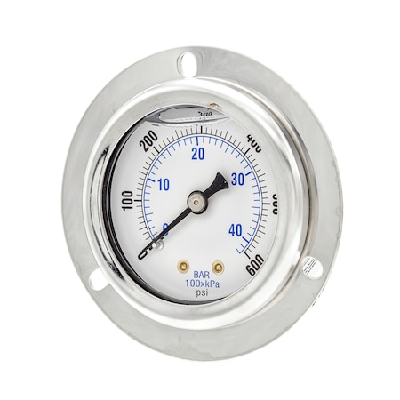 Pic Gauges 2 in Dial, 1/4 in NPT Male Center Back Location, Stainless Steel Case Material 204L-204K