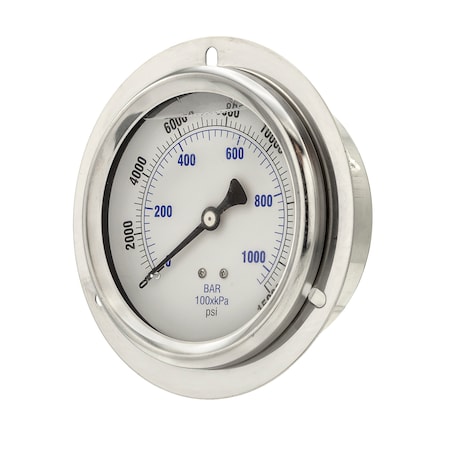 Pic Gauges 4 in Dial, 1/4 in NPT Male Center Back Location, Stainless Steel Case Material 204L-404V