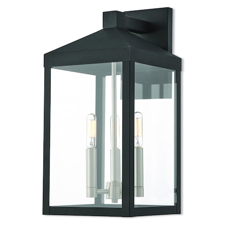 Livex Lighting Nyack 3 Light Black Outdoor Wall Lantern 20584-04