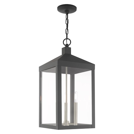Livex Lighting Nyack 3 Light Scandinavian Gray Outdoor Pendant Lantern 20587-76