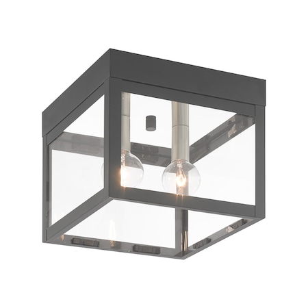 Livex Lighting Nyack 2 Light Scandinavian Gray Outdoor Ceiling Mount 20588-76